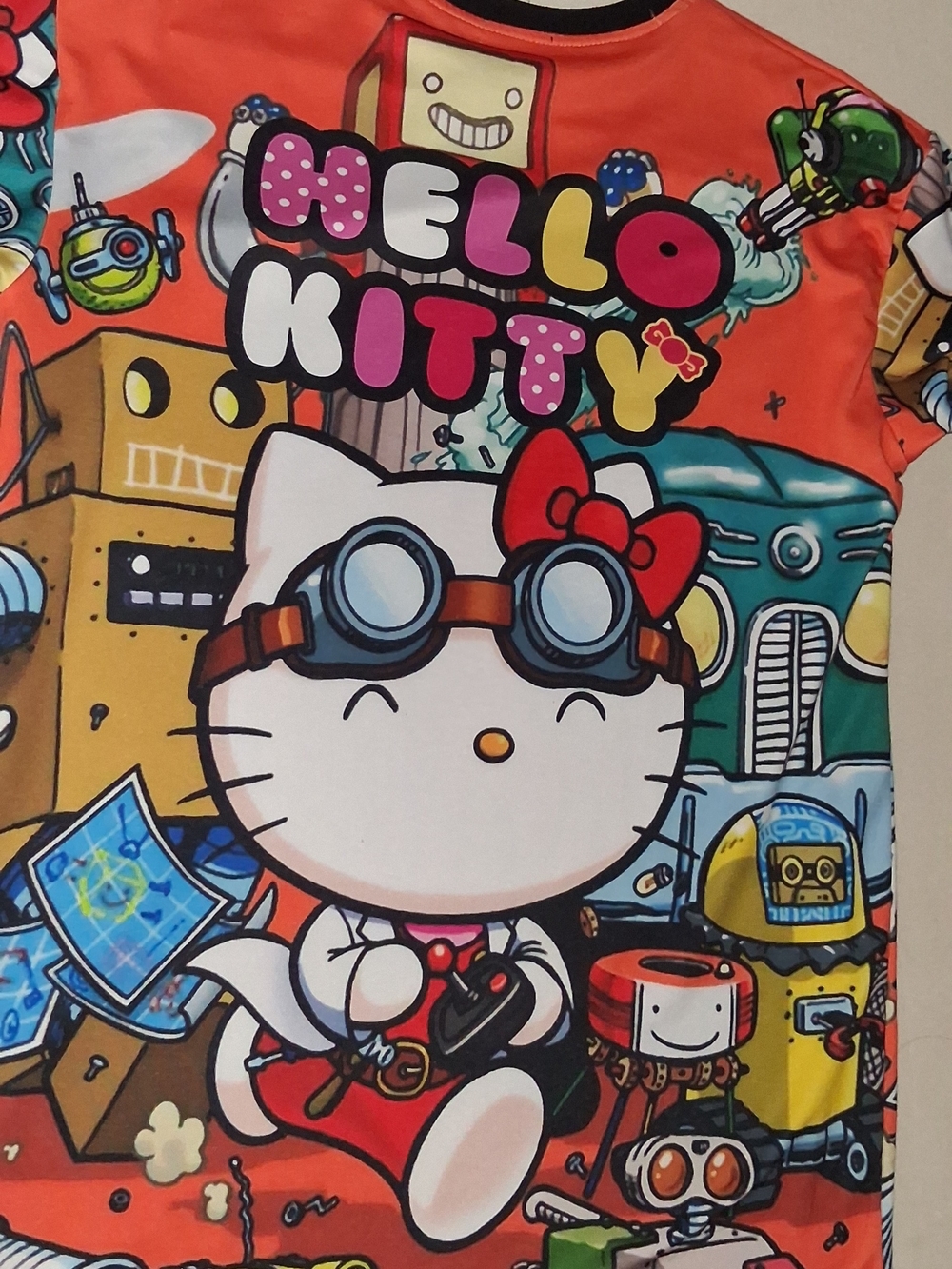 RARE Hello Kitty Graphic Short Sleeve Tee Orange & Multicolor